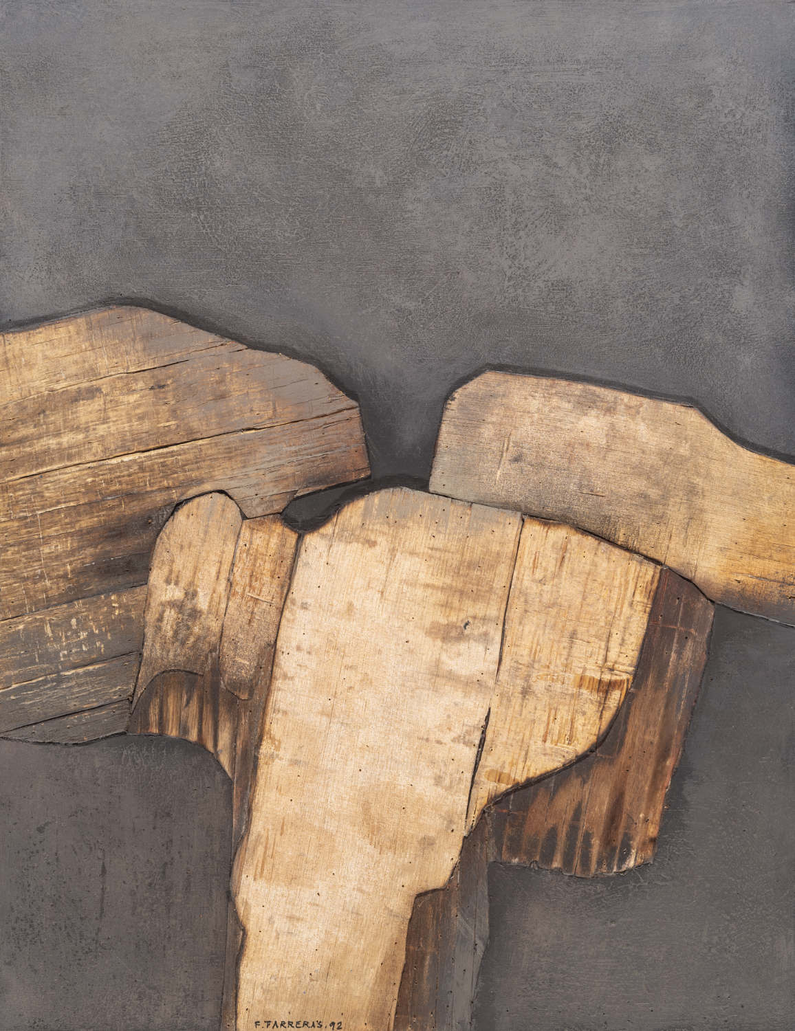 Francisco Farreras Ricart, COLLAGE P.F.S/N.Q, 1992, Mischtechnik auf Holz, 45 x 35 cm