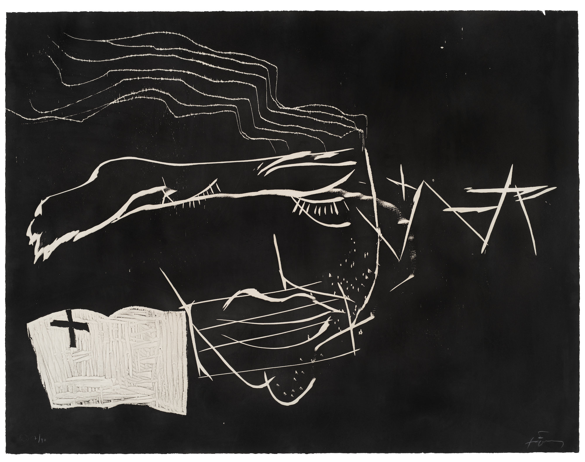 Antoni Tàpies, Le Lecteur, 1990, Holzschnitt, 100 x 130 cm