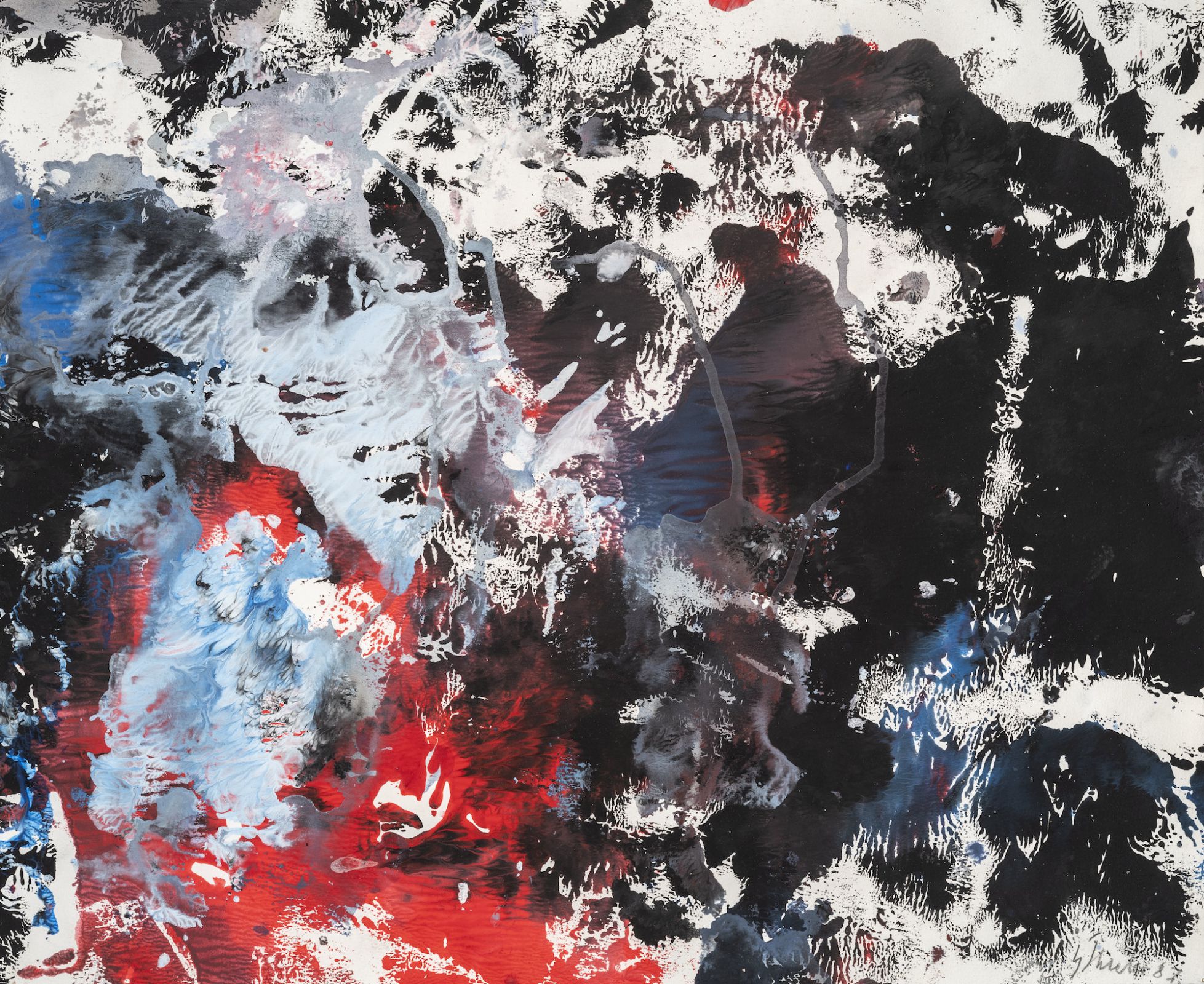 Fred Thieler, Ohne Titel, 1981, Mischtechnik auf Karton, 42,5 x 51,7 cm