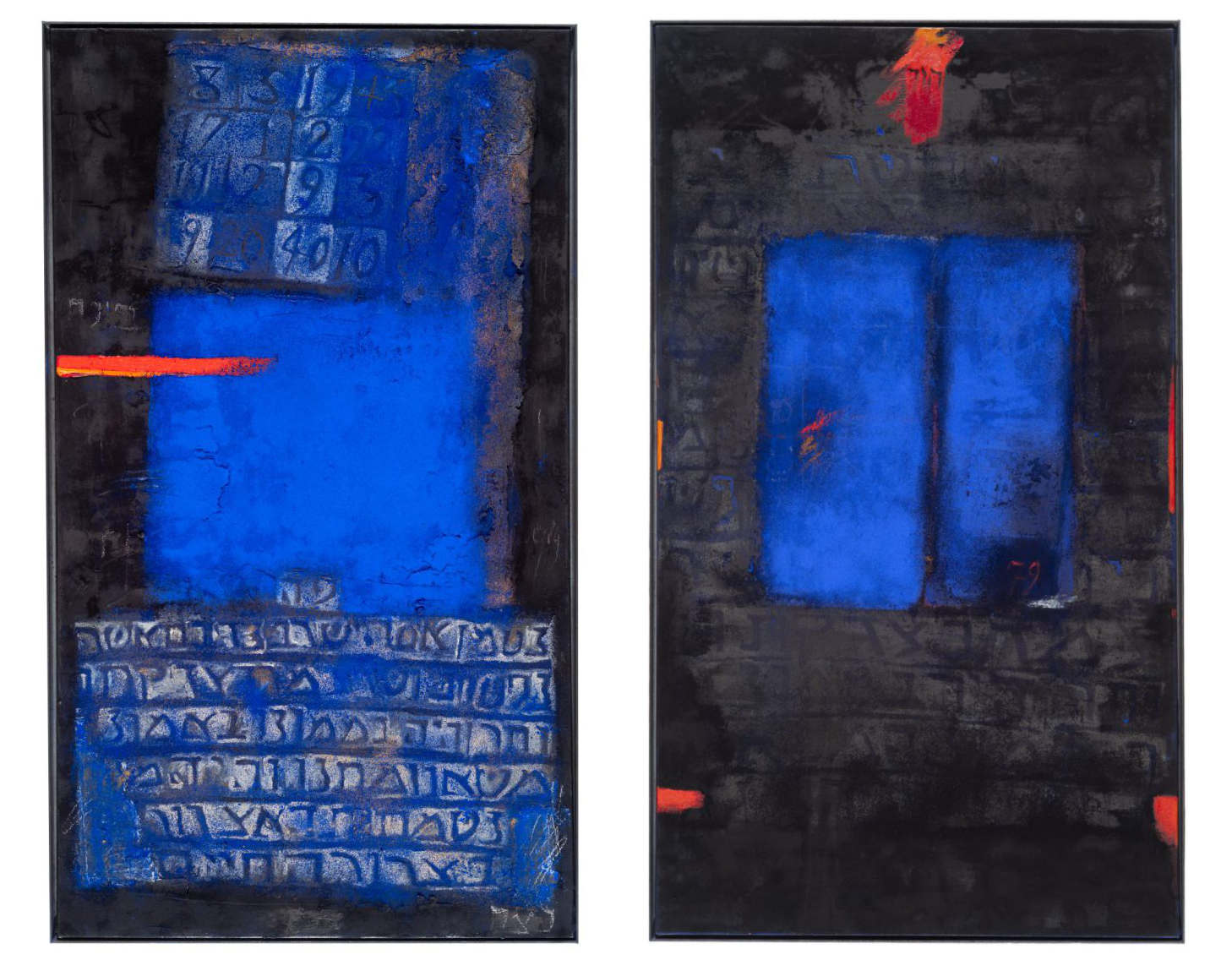 Petra Winterkamp, OHNE TITEL, Diptychon, 1993, Mischtechnik auf Leinwand, je 141 x 81 cm